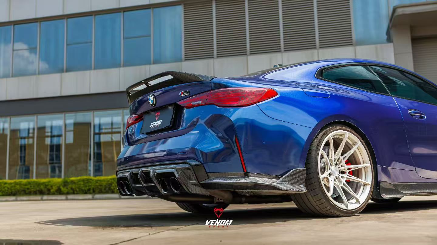 BMW M4 G82 2021-ON & 4 Series G22 430i M440i 2020-ON with Aftermarket Parts - Venom Sport Series Style Rear Lip Ducktail Spoiler Dry Pre-preg Carbon Fiber from ArmorExtend