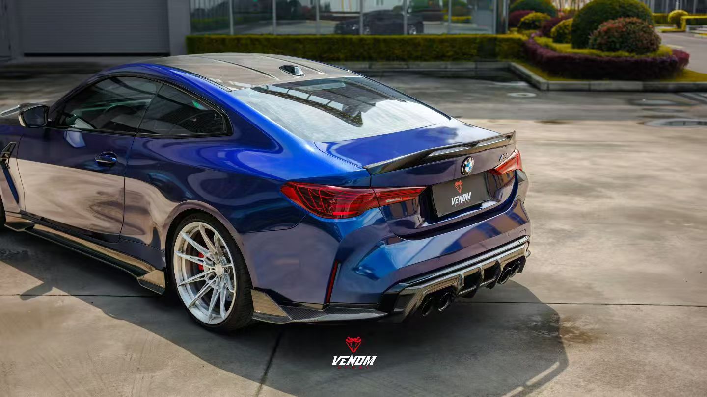 BMW M4 G82 2021-ON & 4 Series G22 430i M440i 2020-ON with Aftermarket Parts - Venom Sport Series Style Rear Lip Ducktail Spoiler Dry Pre-preg Carbon Fiber from ArmorExtend