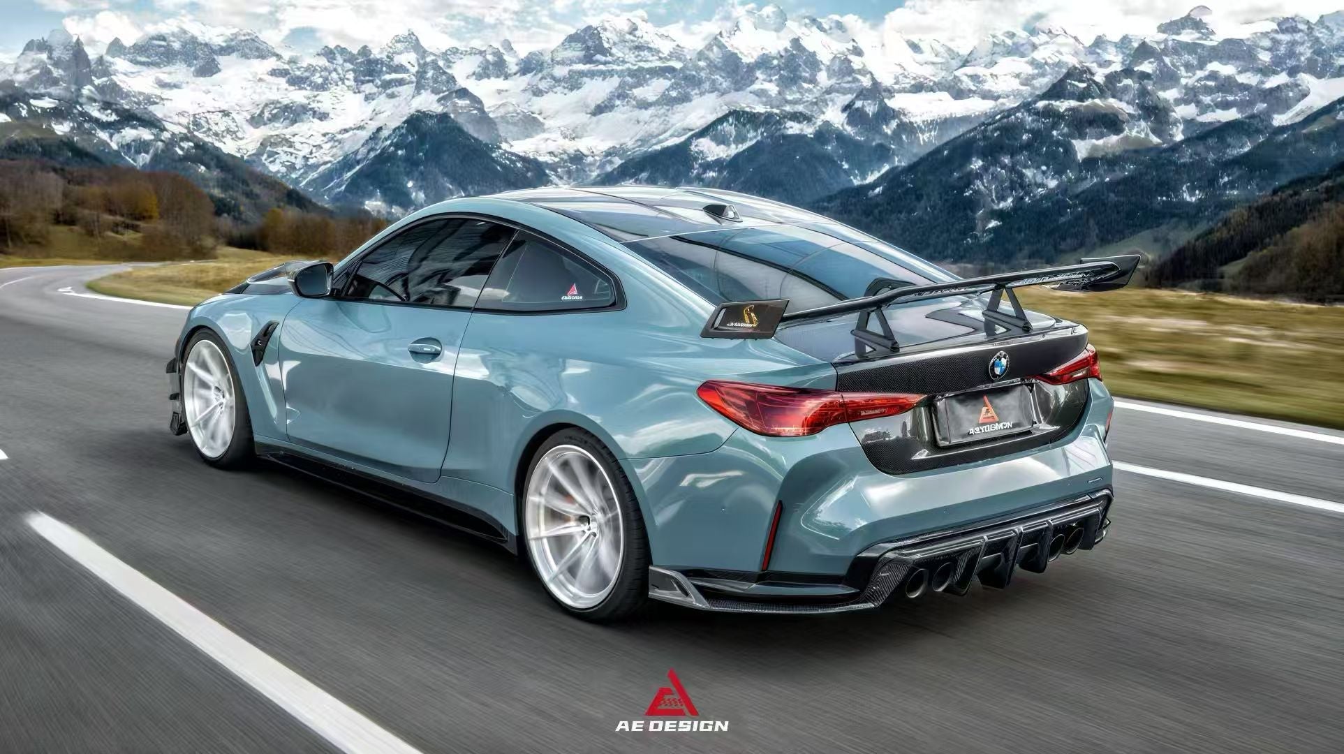 BMW M4 G82 2021-ON & 4 Series G22 430i M440i 2020-ON with Aftermarket Parts - GT Rear Wing Dry Pre-preg Carbon Fiber from ArmorExtend