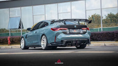 BMW M3 G80 G81 & M4 G82 G83 2021-ON with Aftermarket Parts - V3 Rear Diffuser & Rear Canards Dry Pre-preg Carbon Fiber from ArmorExtend