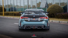 BMW M3 G80 G81 & M4 G82 G83 2021-ON with Aftermarket Parts - V3 Rear Diffuser & Rear Canards Dry Pre-preg Carbon Fiber from ArmorExtend