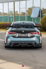 BMW M3 G80 G81 & M4 G82 G83 2021-ON with Aftermarket Parts - V3 Rear Diffuser & Rear Canards Dry Pre-preg Carbon Fiber from ArmorExtend