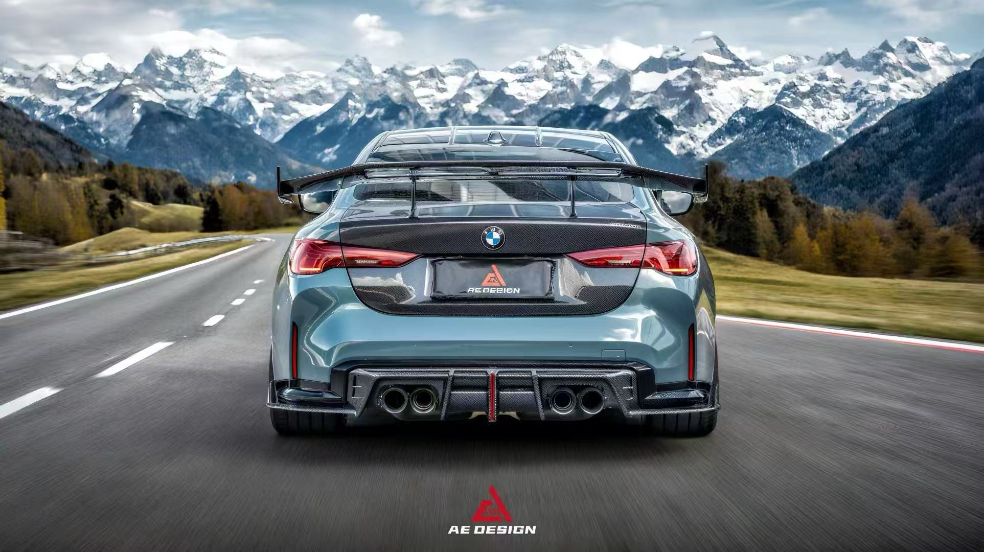 BMW M3 G80 G81 & M4 G82 G83 2021-ON with Aftermarket Parts - V3 Rear Diffuser & Rear Canards Dry Pre-preg Carbon Fiber from ArmorExtend