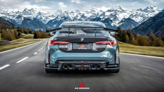 BMW M3 G80 G81 & M4 G82 G83 2021-ON with Aftermarket Parts - V3 Rear Diffuser & Rear Canards Dry Pre-preg Carbon Fiber from ArmorExtend