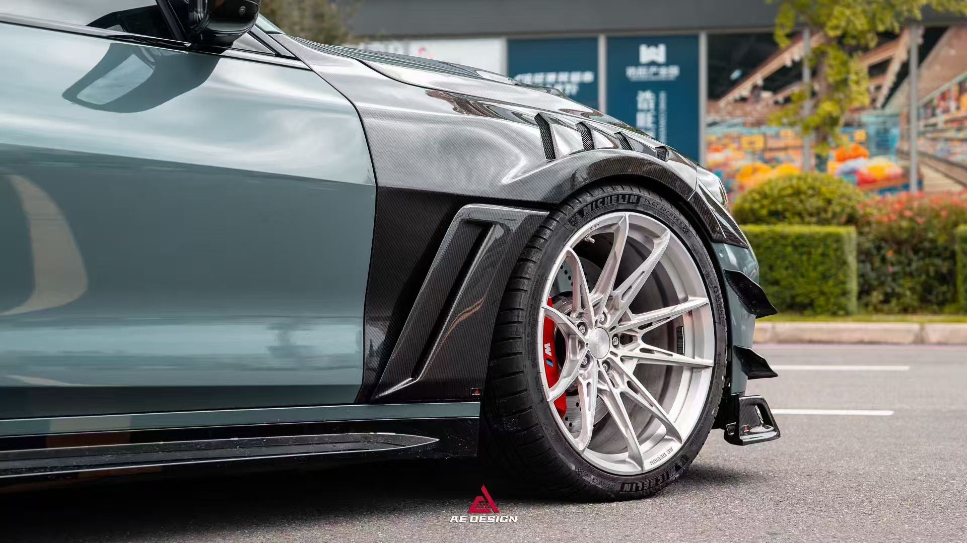 BMW M4 / M4C / M4CS G82 G83 2021-ON with Aftermarket Parts - ART Widebody Front Fenders Dry Pre-preg Carbon Fiber from ArmorExtend
