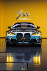 BMW M3CS M3C M3 G80 G81 2021-ON & M4CSL M4CS M4C M4 G82 G83 2021-ON with Aftermarket Parts - ART Vented Transparent Glass V2 Style Hood Bonnet Dry Pre-preg Carbon Fiber from ArmorExtend