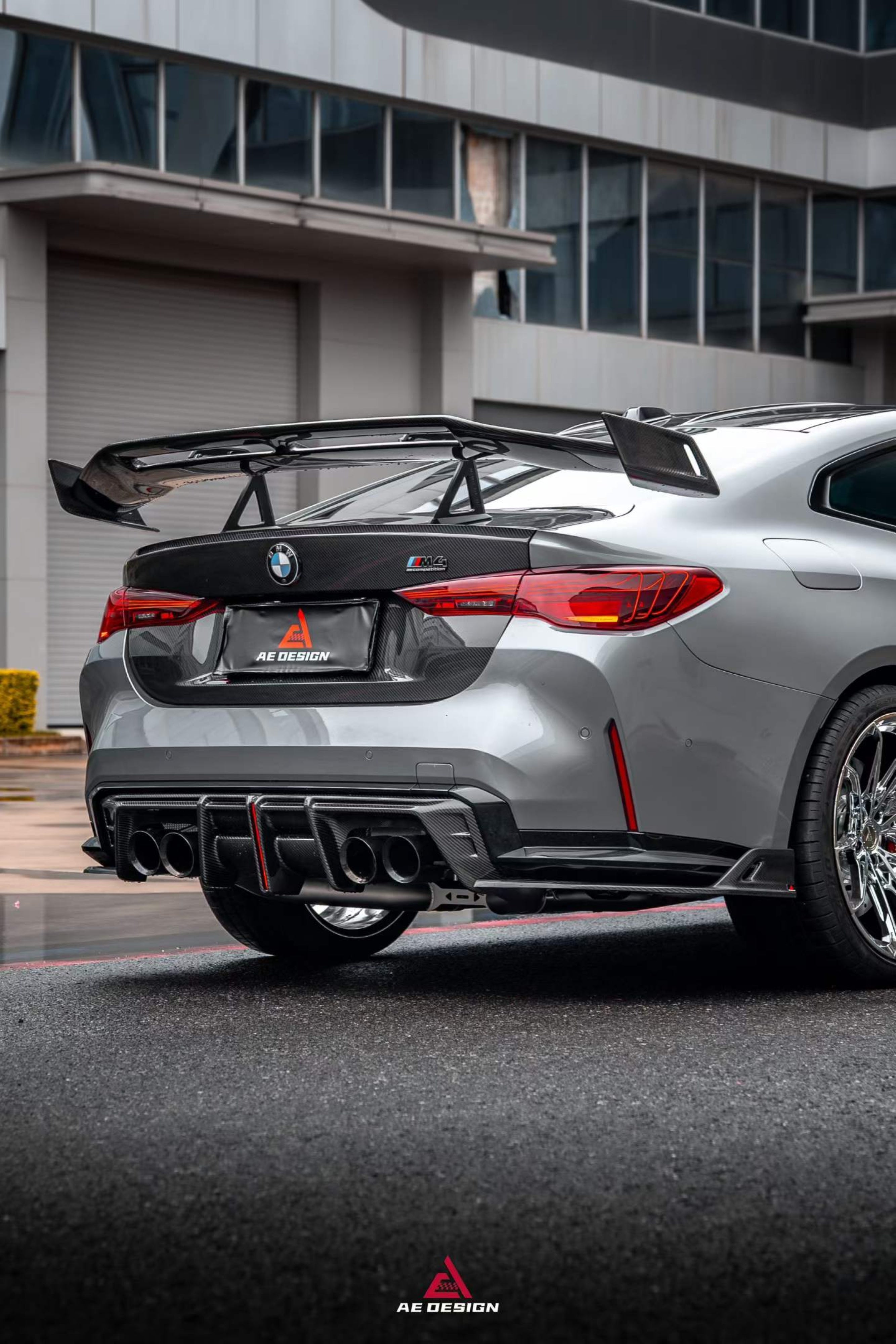 BMW M3 G80 G81 & M4 G82 G83 2021-ON with Aftermarket Parts - V3 Rear Diffuser & Rear Canards Dry Pre-preg Carbon Fiber from ArmorExtend