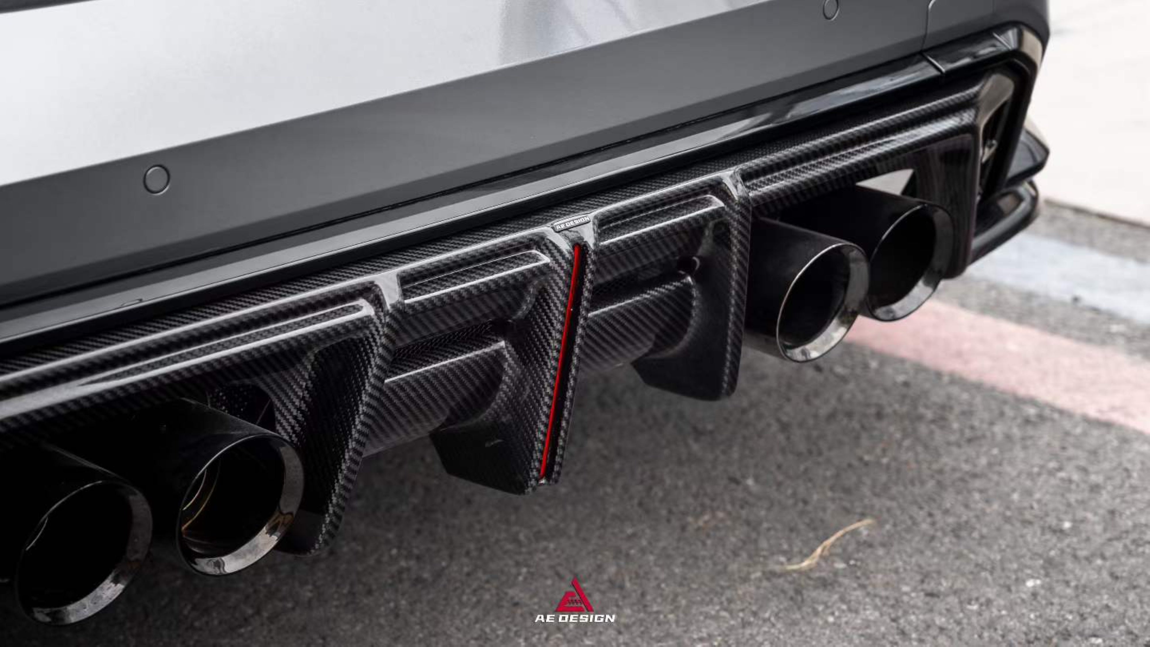 BMW M3 G80 G81 & M4 G82 G83 2021-ON with Aftermarket Parts - V3 Rear Diffuser & Rear Canards Dry Pre-preg Carbon Fiber from ArmorExtend