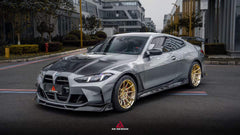 BMW M3CS M3C M3 G80 G81 2021-ON & M4CSL M4CS M4C M4 G82 G83 2021-ON with Aftermarket Parts - ART Vented Transparent Glass V2 Style Hood Bonnet Dry Pre-preg Carbon Fiber from ArmorExtend