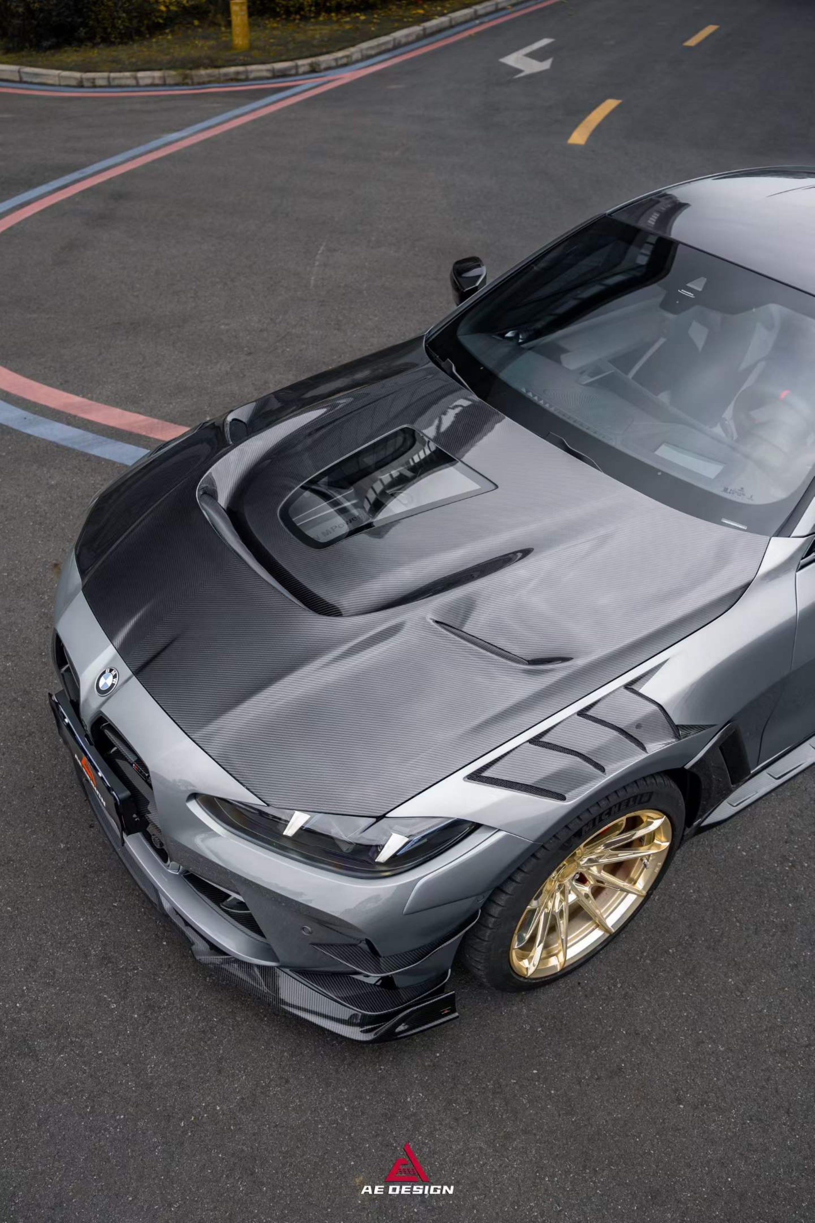 BMW M3CS M3C M3 G80 G81 2021-ON & M4CSL M4CS M4C M4 G82 G83 2021-ON with Aftermarket Parts - ART Vented Transparent Glass V2 Style Hood Bonnet Dry Pre-preg Carbon Fiber from ArmorExtend