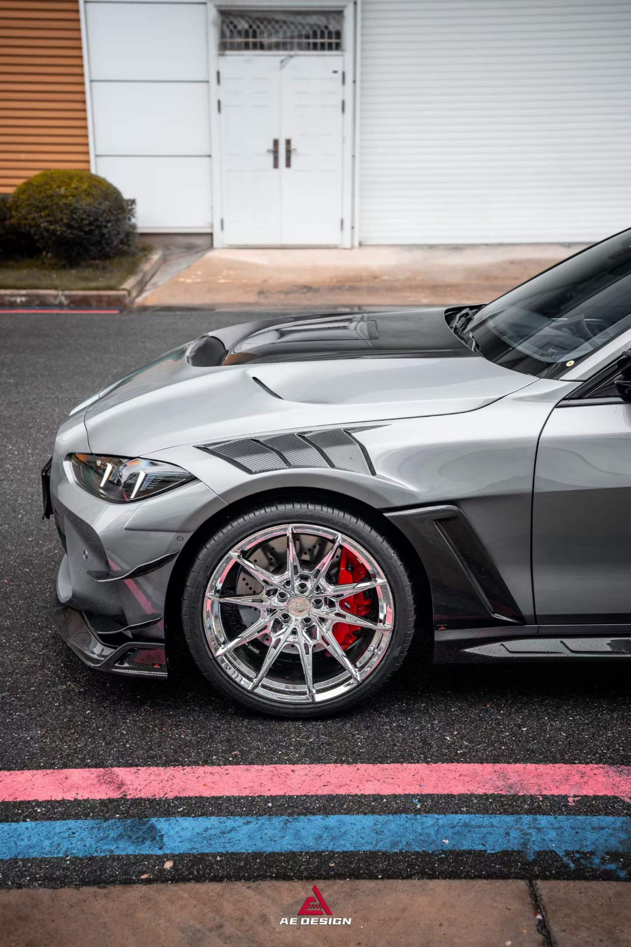 BMW M4 / M4C / M4CS G82 G83 2021-ON with Aftermarket Parts - ART Widebody Front Fenders Dry Pre-preg Carbon Fiber from ArmorExtend