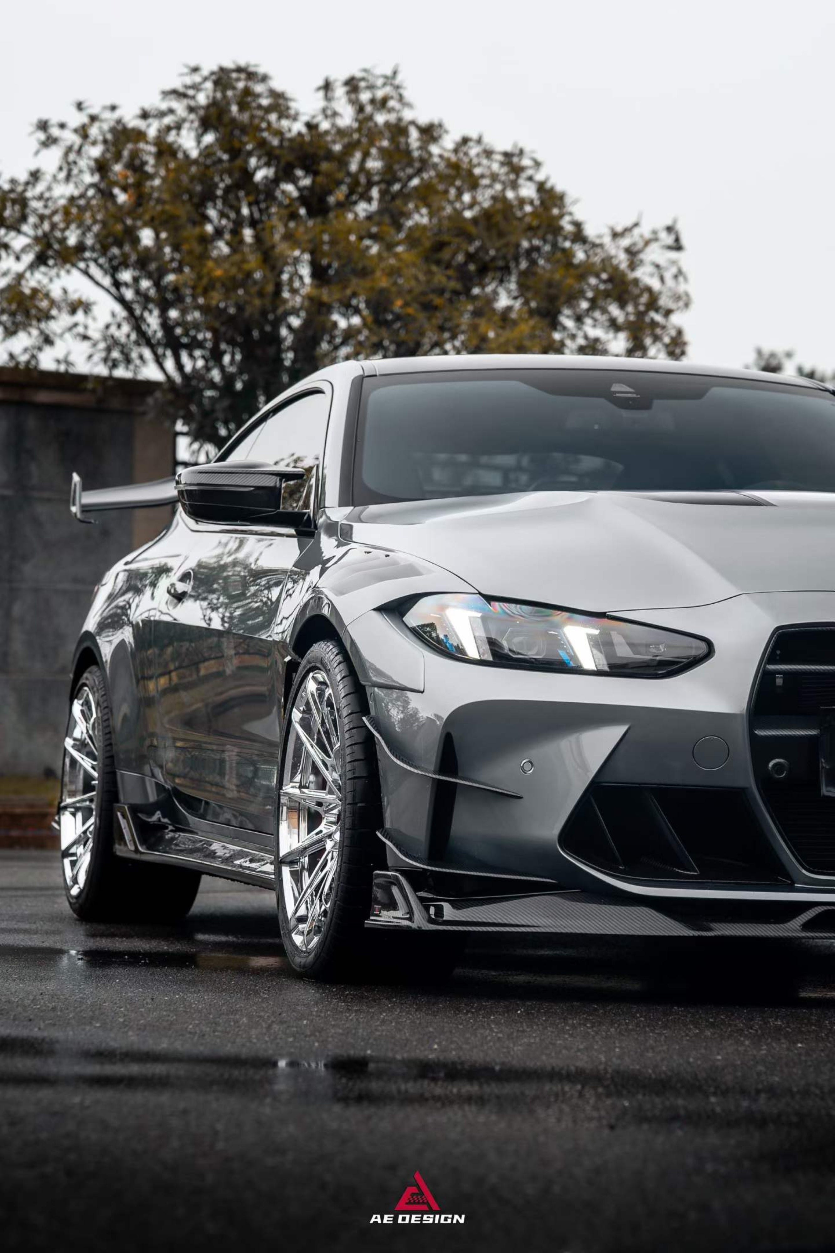 BMW M3 G80 G81 2021 2022 2023 2024 & M4 G82 G83 2021 2022 2023 2024 with Aftermarket Parts - AE V1 Style Front Lip Carbon Fiber from ArmorExtend