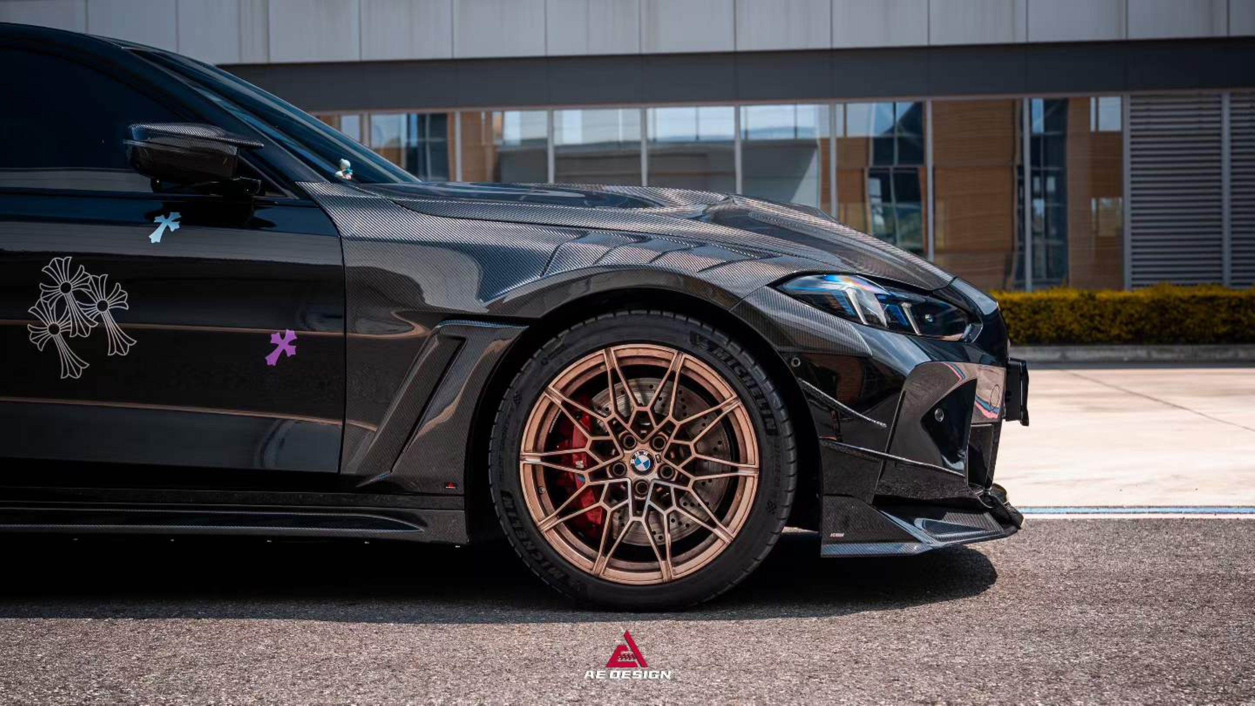 BMW M4 / M4C / M4CS G82 G83 2021-ON with Aftermarket Parts - ART Widebody Front Fenders Dry Pre-preg Carbon Fiber from ArmorExtend