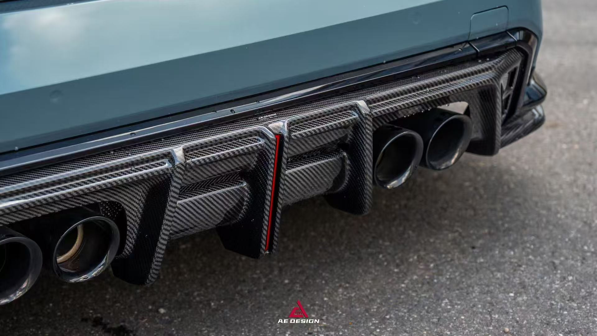 BMW M3 G80 G81 & M4 G82 G83 2021-ON with Aftermarket Parts - V3 Rear Diffuser & Rear Canards Dry Pre-preg Carbon Fiber from ArmorExtend
