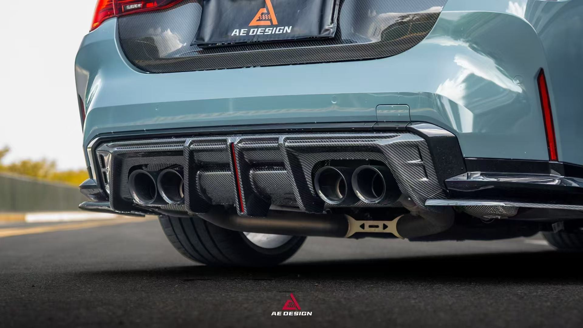 BMW M3 G80 G81 & M4 G82 G83 2021-ON with Aftermarket Parts - V3 Rear Diffuser & Rear Canards Dry Pre-preg Carbon Fiber from ArmorExtend