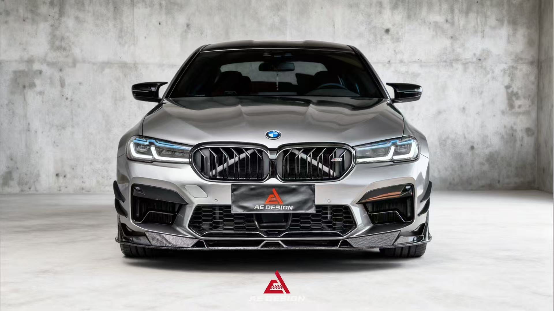 BMW M5/M5C F90 Pre-LCI 2018 2019 2020 & M5/M5C F90 LCI 2021 2022 2023 2024 with Aftermarket Parts - AE Front Canards Carbon Fiber from ArmorExtend