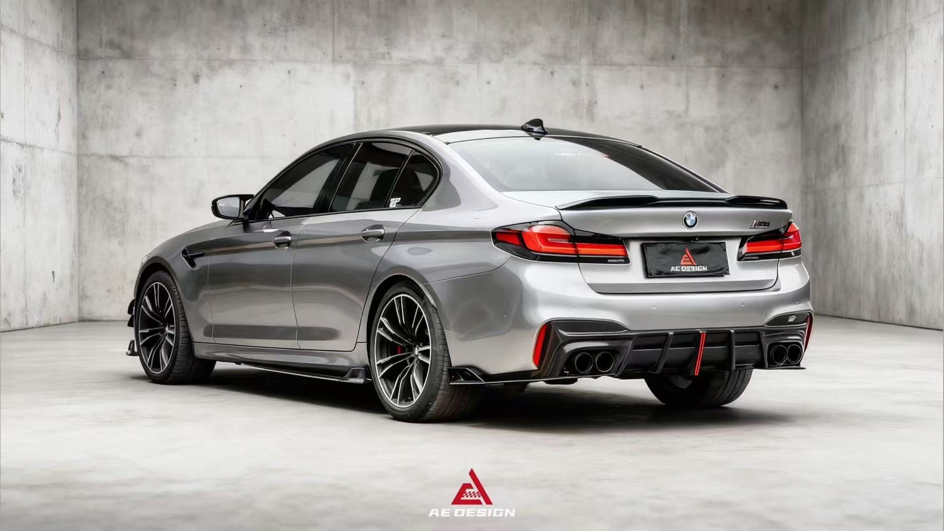 BMW M5/M5C F90 (Fits Both Pre-LCI & LCI) 2018 2019 2020 2021 2022 2023 2024 & 5 Series G30 540i (With M-Package Bumper) M550i (Fits Both Pre-LCI & LCI) 2017 2018 2019 2020 2021 2022 2023 2024 with Aftermarket Parts - AE Rear Diffuser Carbon Fiber from ArmorExtend