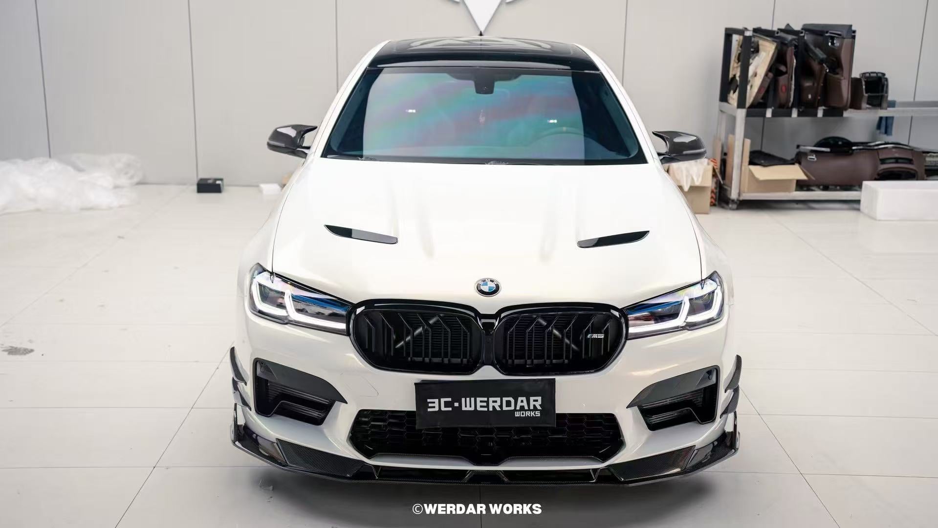 BMW M5/M5C F90 Pre-LCI 2018 2019 2020 & M5/M5C F90 LCI 2021 2022 2023 2024 with Aftermarket Parts - AE?Front Canards?Carbon Fiber?from ArmorExtend