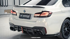 BMW M5/M5C F90 (Fits Both Pre-LCI & LCI) 2018 2019 2020 2021 2022 2023 2024 & 5 Series G30 540i (With M-Package Bumper) M550i (Fits Both Pre-LCI & LCI) 2017 2018 2019 2020 2021 2022 2023 2024 with Aftermarket Parts - AE V2 Rear Diffuser & Canards Carbon Fiber from ArmorExtend