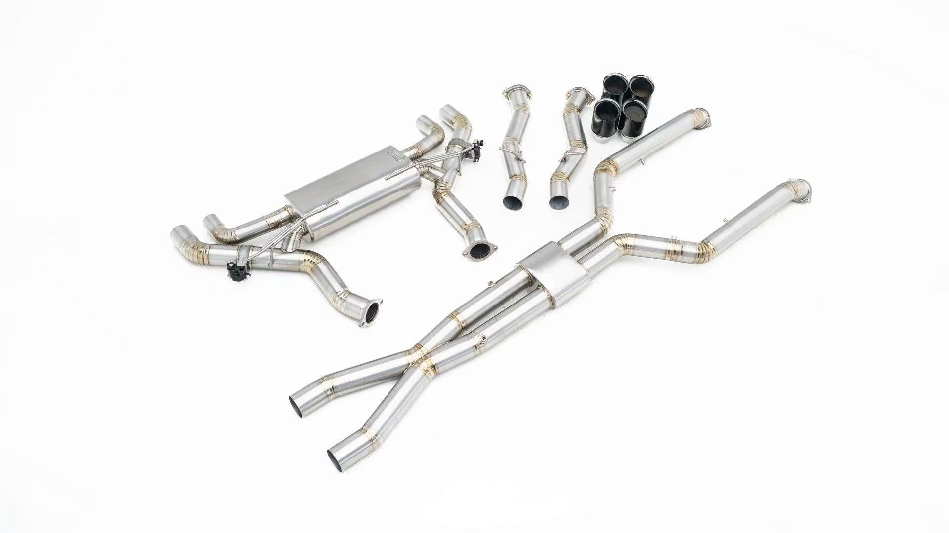 BMW M8 M8C F92 F93 2019-ON (4.4T) with Aftermarket Parts - Catback Exhaust with Valve Quadtips Stainless Steel / Titanium from ArmorExtend