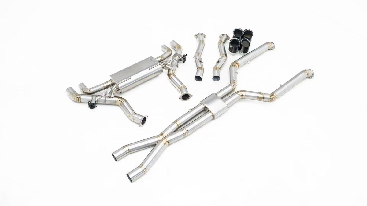 BMW M8 M8C F92 F93 2019-ON (4.4T) with Aftermarket Parts - Catback Exhaust with Valve Quadtips Stainless Steel / Titanium from ArmorExtend