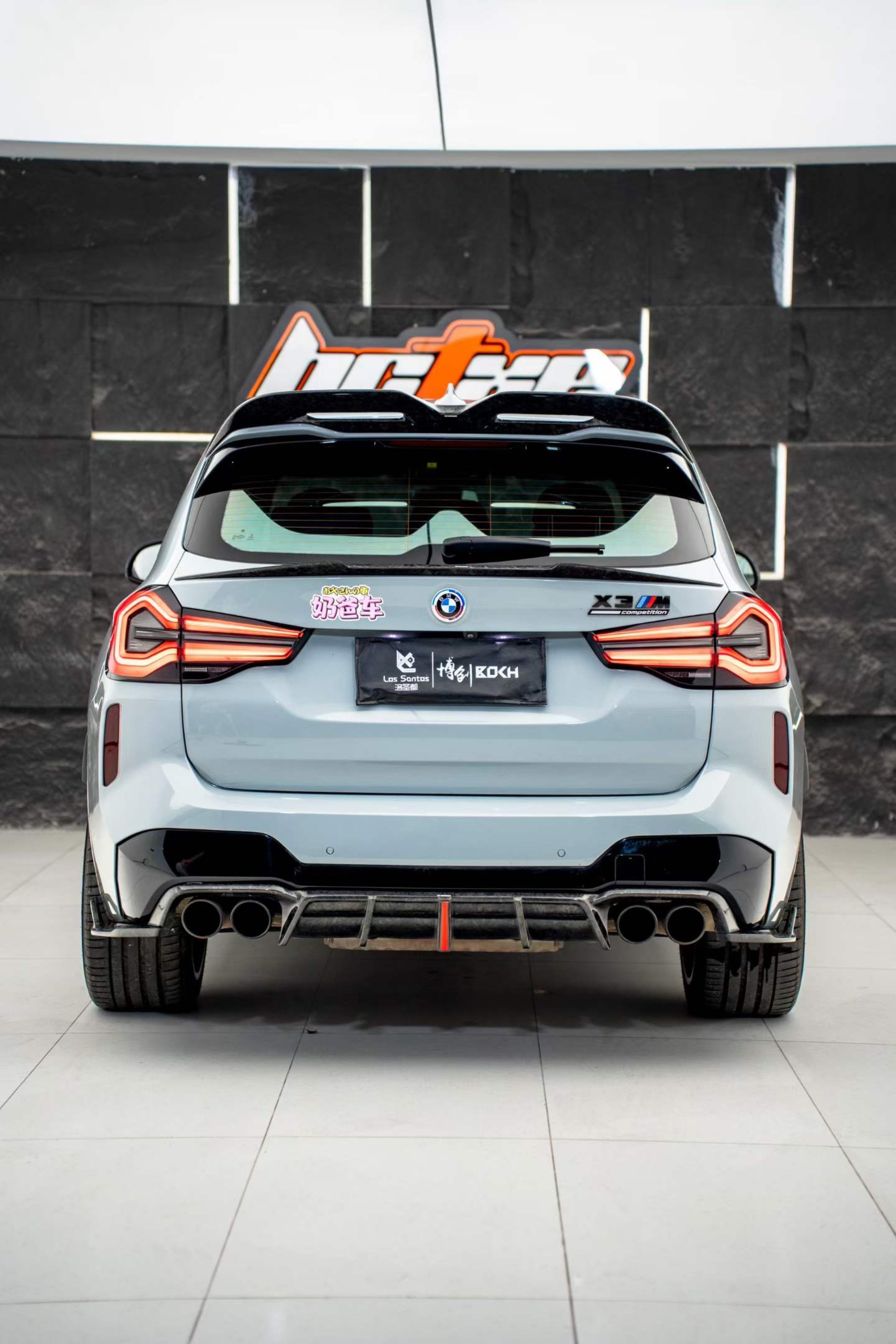 BMW X3M X3MC F97 (Fits Both Pre-LCI & LCI) 2019 2020 2021 2022 2023 2024 with Aftermarket Parts - AE Style Rear Roof Spoiler Carbon Fiber from ArmorExtend