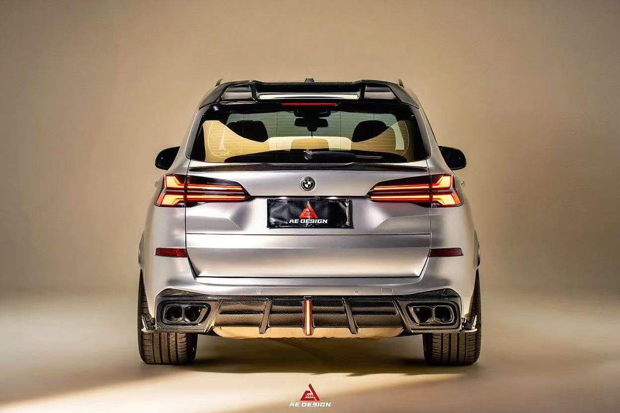 BMW X5 G05 M50i X/S Drive 40i (with M-Package) (Fits Both Pre-LCI & LCI) 2019 2020 2021 2022 2023 2024 with Aftermarket Parts - AE Style Rear Roof Spoiler Carbon Fiber from ArmorExtend