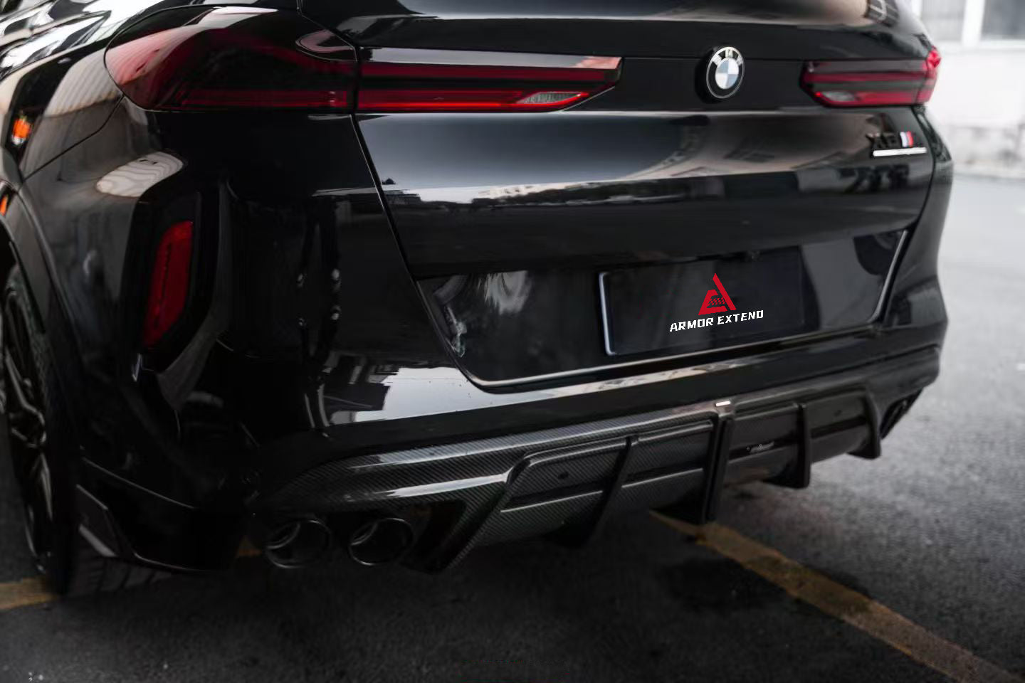 BMW X5M X5MC F95 & X6M X6MC F96 (Fits Both Pre-LCI & LCI) 2020 2021 2022 2023 2024 With Aftermarket Parts - AE V2 Style Rear Diffuser & Canards Pre-preg Carbon Fiber from ArmorExtend