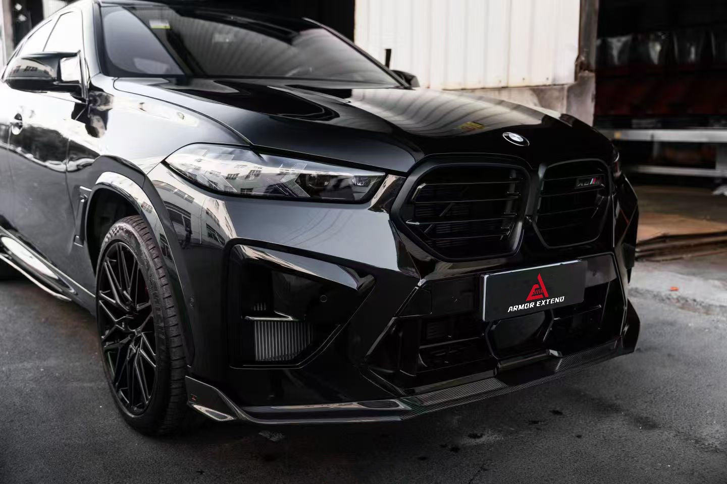 BMW X5M X5MC F95 & X6M X6MC F96 2024-ON (LCI) With Aftermarket Parts - AE Style Front Lip Pre-preg Carbon Fiber from ArmorExtend