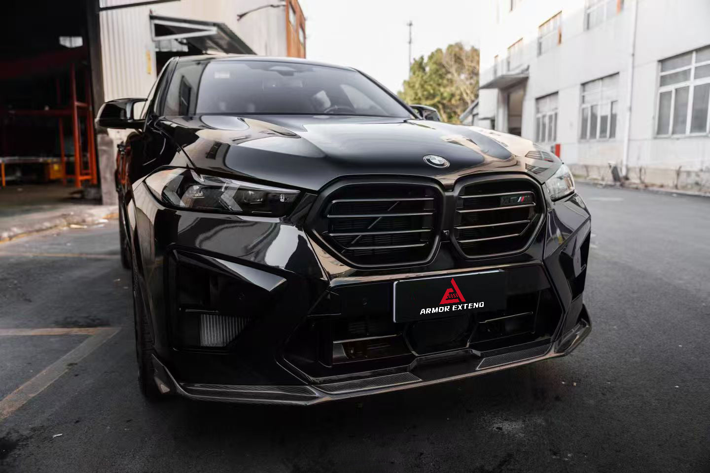 BMW X5M X5MC F95 & X6M X6MC F96 2024-ON (LCI) With Aftermarket Parts - AE Style Front Lip Pre-preg Carbon Fiber from ArmorExtend