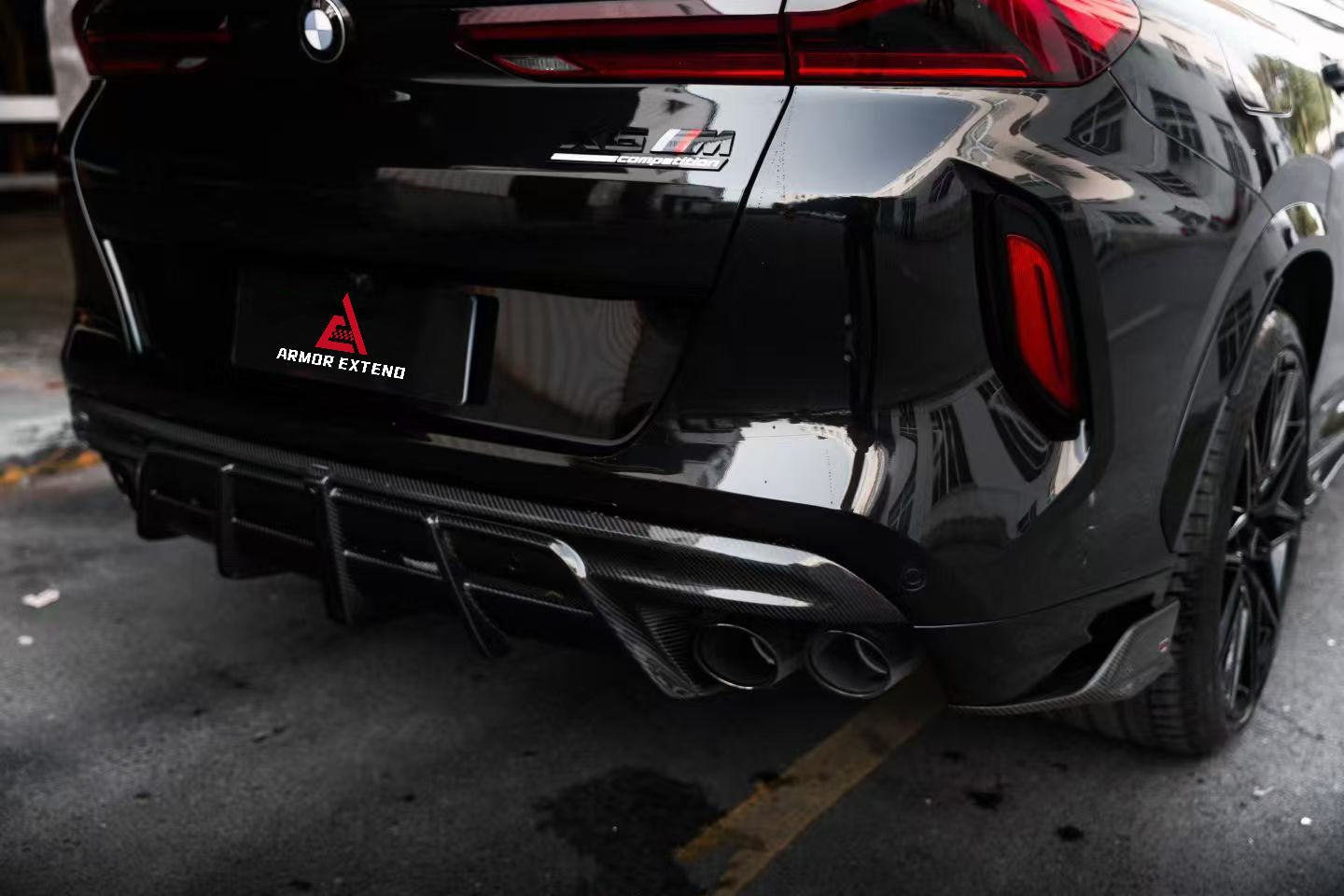BMW X5M X5MC F95 & X6M X6MC F96 (Fits Both Pre-LCI & LCI) 2020 2021 2022 2023 2024 With Aftermarket Parts - AE V2 Style Rear Diffuser & Canards Pre-preg Carbon Fiber from ArmorExtend