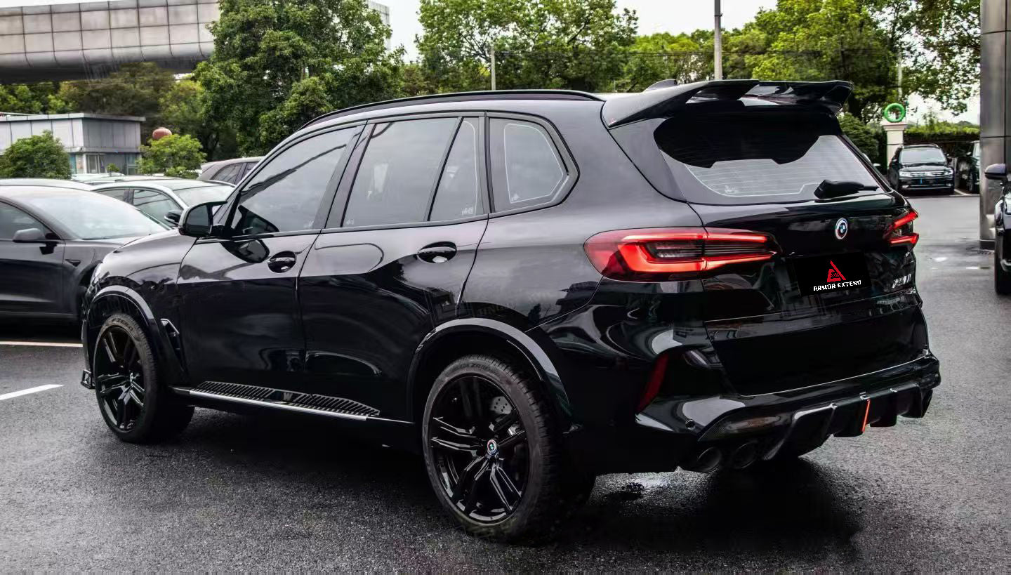 BMW X5M X5MC F95 (Fits Both Pre-LCI & LCI) 2020 2021 2022 2023 2024 with Aftermarket Parts - AE Style Rear Roof Spoiler Carbon Fiber from ArmorExtend
