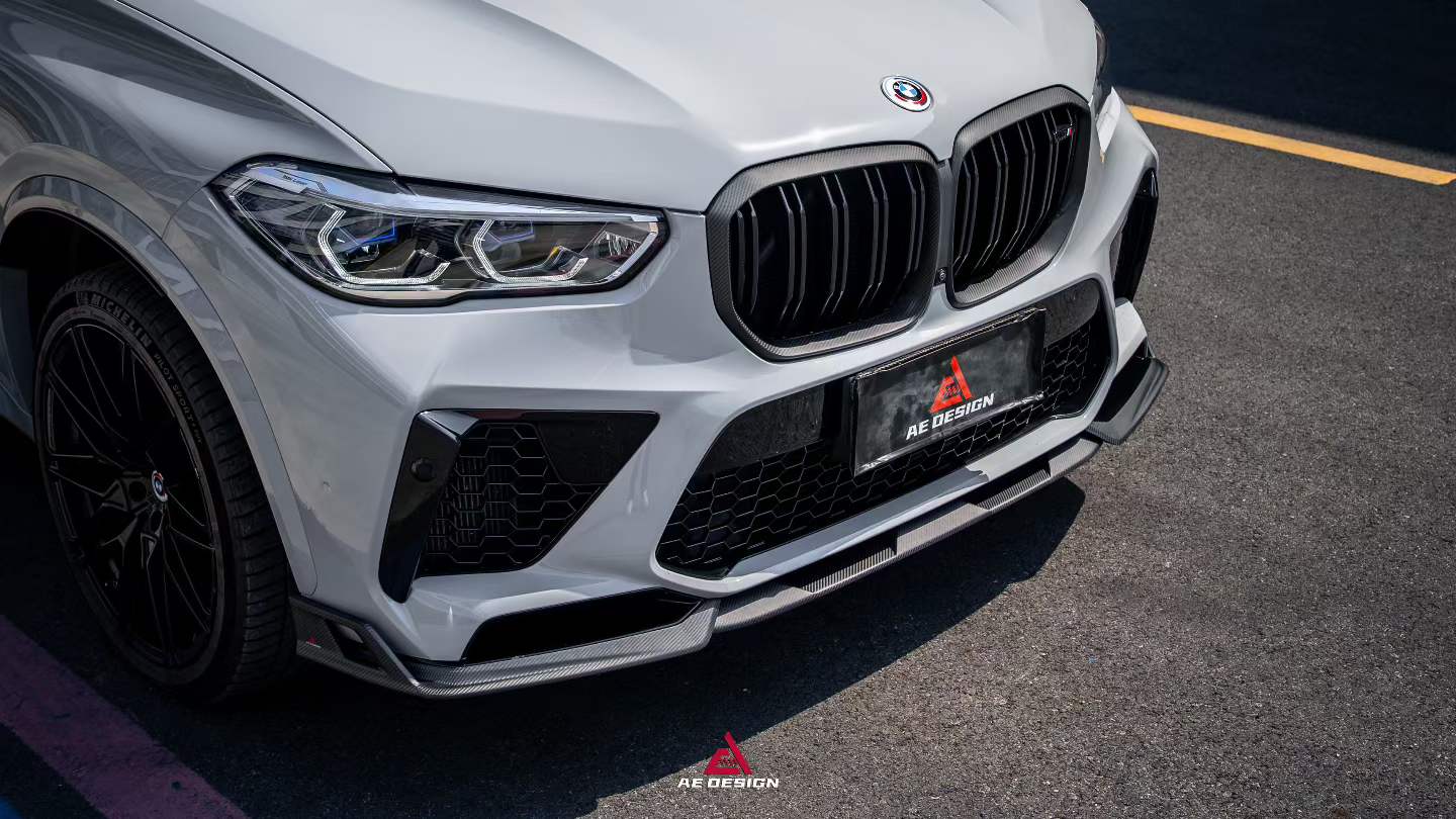 BWM X5M X5MC F95 Pre-LCI 2020 2021 2022 2023 with Aftermarket Parts - AE Style Front Lip Carbon Fiber from ArmorExtend