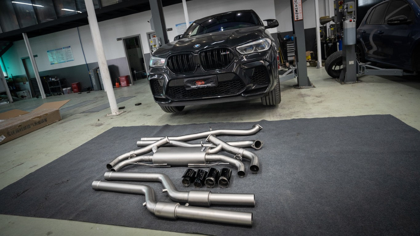 BMW X5M X5MC F95 & X6M X6MC F96 Pre-LCI 2020 2021 2022 2023 with Aftermarket Parts - Catback Exhaust Quadtips with Valve Stainless Steel / Titanium from?ArmorExtend