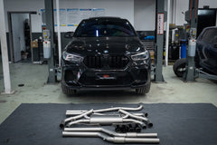 BMW X5M X5MC F95 & X6M X6MC F96 Pre-LCI 2020 2021 2022 2023 with Aftermarket Parts - Catback Exhaust Quadtips with Valve Stainless Steel / Titanium from?ArmorExtend