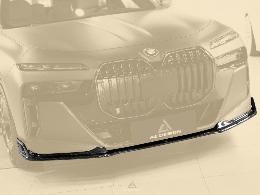 BMW i7 M70 / xDrive60 / eDrive50 G70 2023-ON &?7 Series 760i xDrive / 750e xDrive / 740i xDrive / 740i G70 2023-ON with Aftermarket Parts - AE Style Vacuumed Carbon Front Lip & side splitters?from ArmorExtend 