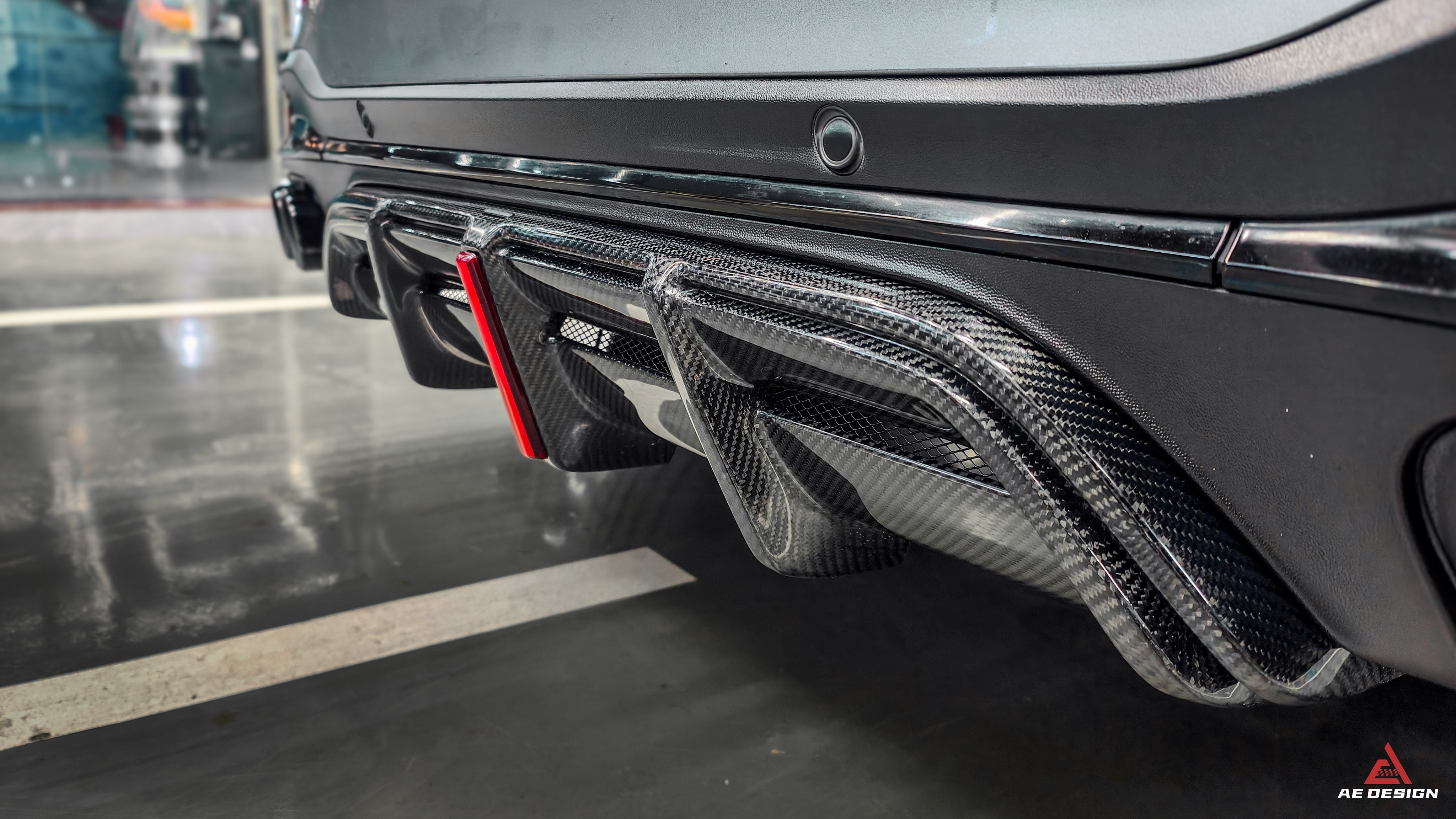 Mercedes Benz GLC43 AMG & GLC300 (with sport-package bumper, does not fit base model) W253 GLC & GLC Coupe 2020 2021 2022 2023 with Aftermarket Parts - AE Style Rear Diffuser & Canards?Carbon Fiber?from ArmorExtend