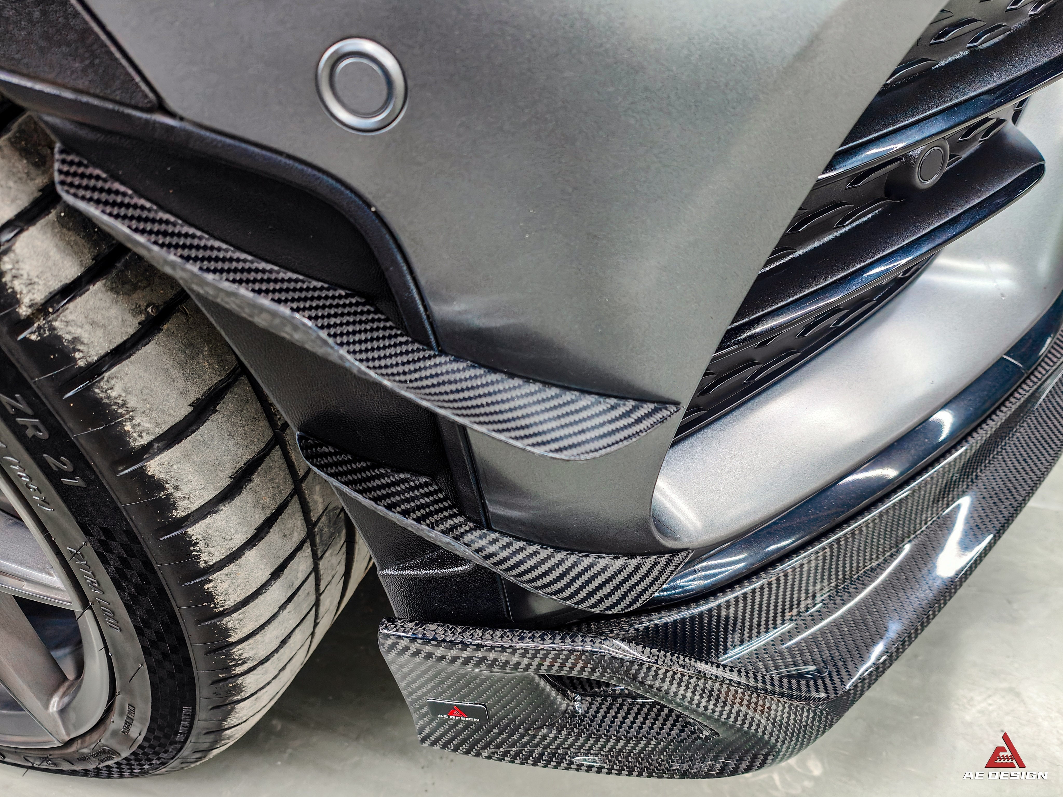 Mercedes Benz GLC43 AMG & GLC300 (with sport-package bumper, does not fit base model) W253 GLC & GLC Coupe 2020 2021 2022 2023 with Aftermarket Parts - AE Style Front Lip Pre-preg Carbon Fiber from ArmorExtend