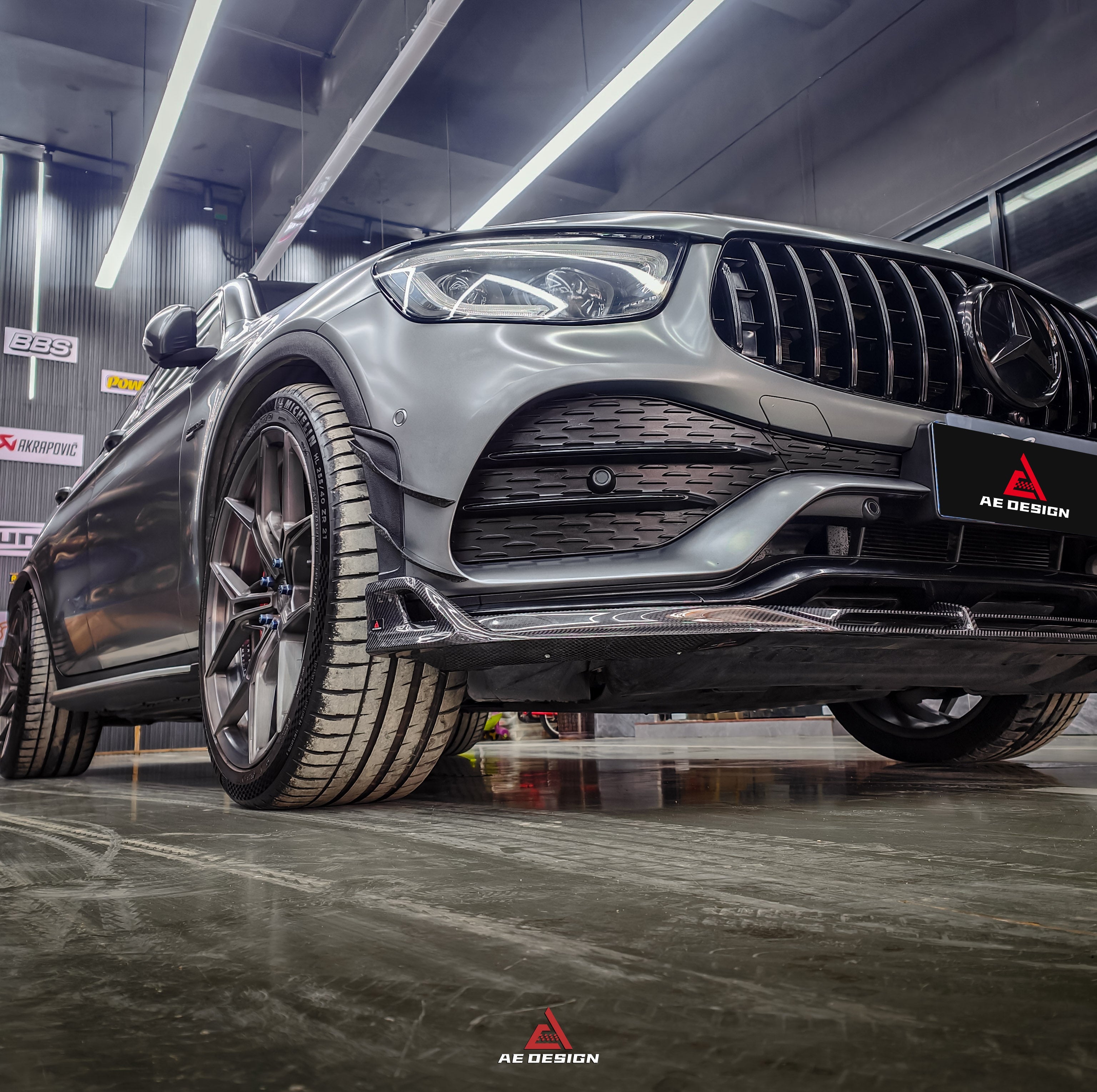 Mercedes Benz GLC43 AMG & GLC300 (with sport-package bumper, does not fit base model) W253 GLC & GLC Coupe 2020 2021 2022 2023 with Aftermarket Parts - AE Style Front Canards Pre-preg Carbon Fiber