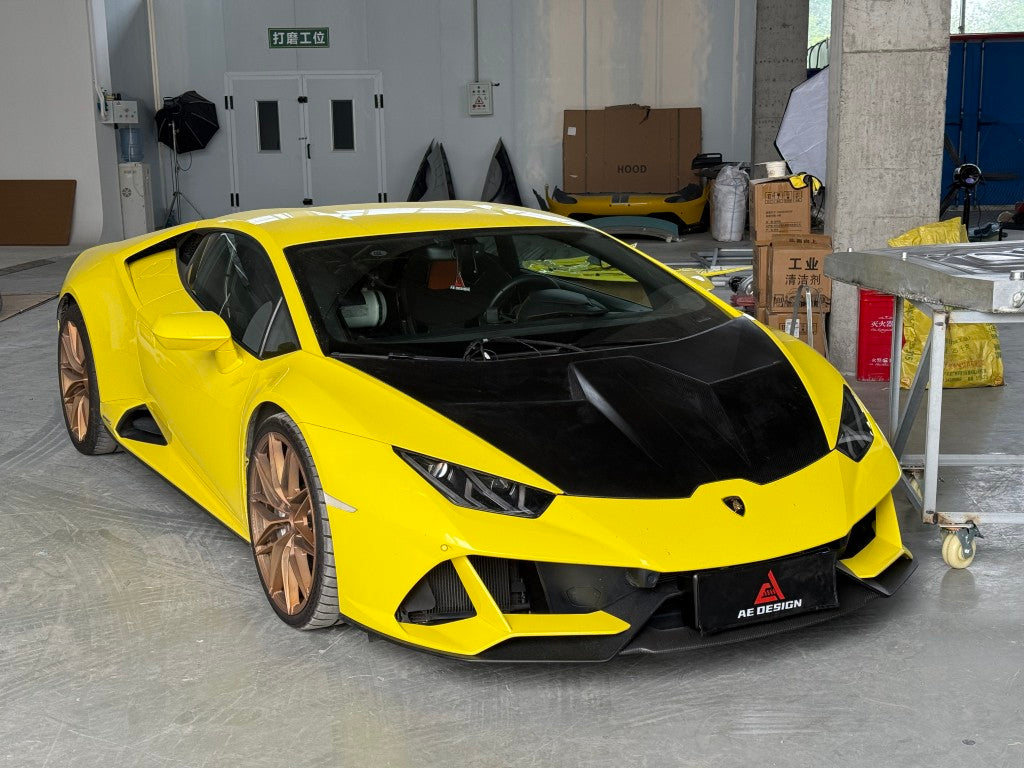 Lamborghini Huracan LP580 LP610 Evo RWD AWD Tecnica Performante 2015 2016 2017 2018 2019 2020 2021 2022 2023 2024 with Aftermarket Parts - Hood Pre-preg Carbon Fiber from ArmorExtend