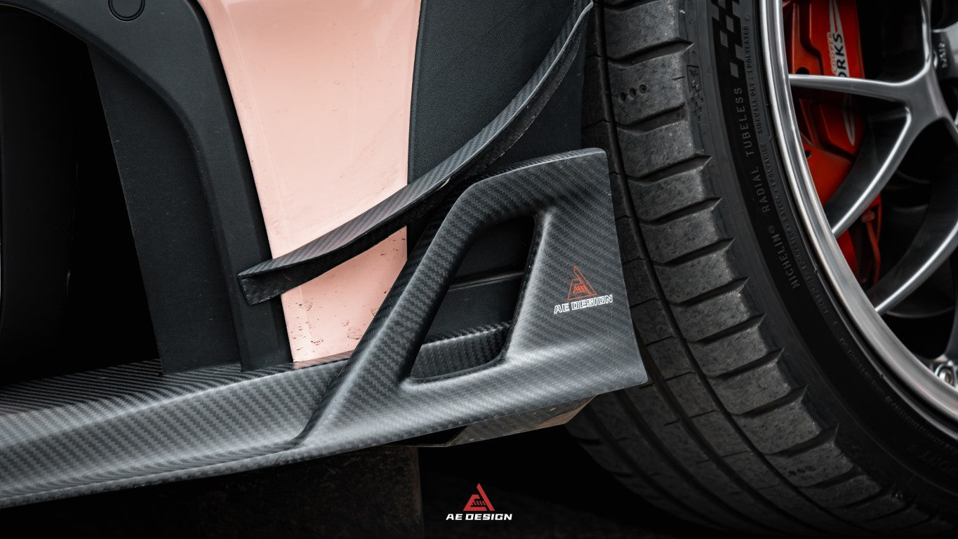 MINI Cooper JCW (John Cooper Works) F56 LCI 2022 2023 2024 with Aftermarket Parts - AE Style Front Canards?Carbon Fiber?from ArmorExtend