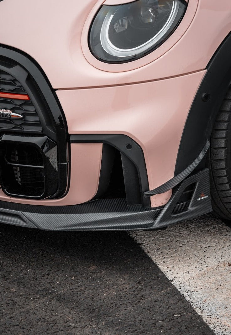 MINI Cooper JCW (John Cooper Works) F56 LCI 2022-ON with Aftermarket Parts - AE Style Carbon Fiber Front Canards from ArmorExtend