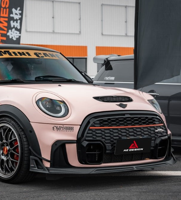 MINI Cooper JCW (John Cooper Works) F56 LCI 2022-ON with Aftermarket Parts - AE Style Carbon Fiber Front Lip from ArmorExtend