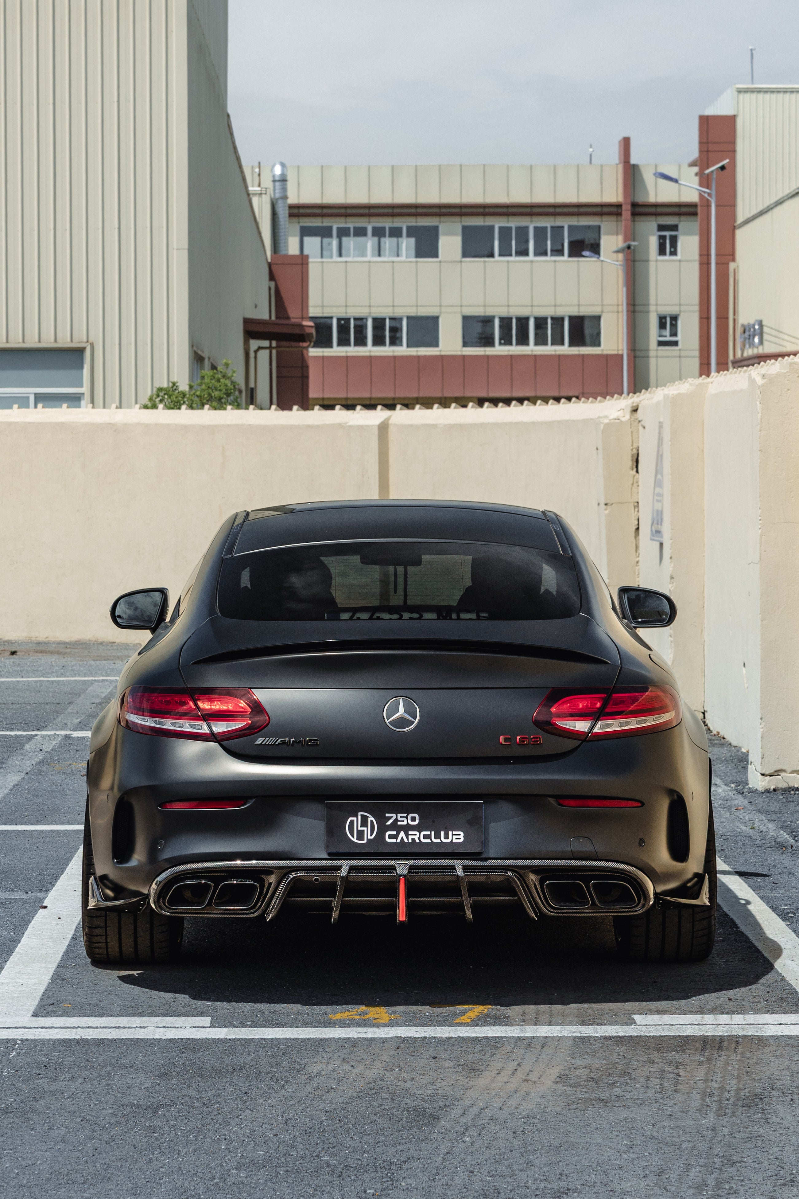 Mercedes Benz C-Class C63S C63 AMG W205 Coupe Convertible 2015 2016 2017 2018 2019 2020 2021 2022 2023 (suitable for both pre-facelift and facelift. Pre-facelift requires exhaust tips from facelifted version) & C-Class C63S C63 AMG W205 Coupe Convertible 2015 2016 2017 2018 2019 2020 2021 2022 2023 (suitable for both pre-facelift and facelift) with Aftermarket Parts - AE Rear Diffuser & Canards Carbon Fiber?from ArmorExtend 
