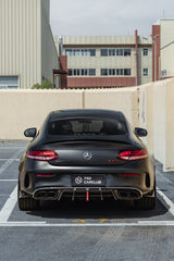 Mercedes Benz C-Class C63S C63 AMG W205 Coupe Convertible 2015 2016 2017 2018 2019 2020 2021 2022 2023 (suitable for both pre-facelift and facelift. Pre-facelift requires exhaust tips from facelifted version) & C-Class C63S C63 AMG W205 Coupe Convertible 2015 2016 2017 2018 2019 2020 2021 2022 2023 (suitable for both pre-facelift and facelift) with Aftermarket Parts - AE Rear Diffuser & Canards Carbon Fiber?from ArmorExtend 
