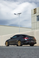 Mercedes Benz C-Class C63S C63 AMG W205 Coupe Convertible 2015 2016 2017 2018 2019 2020 2021 2022 2023 (suitable for both pre-facelift and facelift. Pre-facelift requires exhaust tips from facelifted version) & C-Class C63S C63 AMG W205 Coupe Convertible 2015 2016 2017 2018 2019 2020 2021 2022 2023 (suitable for both pre-facelift and facelift) with Aftermarket Parts - AE Rear Diffuser & Canards Carbon Fiber?from ArmorExtend 
