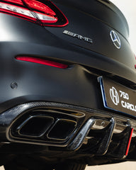 Mercedes Benz C-Class C63S C63 AMG W205 Coupe Convertible 2015 2016 2017 2018 2019 2020 2021 2022 2023 (suitable for both pre-facelift and facelift. Pre-facelift requires exhaust tips from facelifted version) & C-Class C63S C63 AMG W205 Coupe Convertible 2015 2016 2017 2018 2019 2020 2021 2022 2023 (suitable for both pre-facelift and facelift) with Aftermarket Parts - AE Rear Diffuser & Canards Carbon Fiber?from ArmorExtend 
