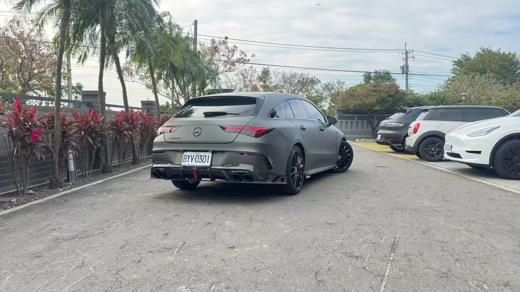 Mercedes Benz CLA45 CLA45S C118 2020 2021 2022 2023 2024 & CLA35 C118 2020 2021 2022 2023 2024 & CLA250 (With Sport Package Bumper) C118 2020 2021 2022 2023 2024 with Aftermarket Parts - AE Rear Diffuser?Carbon Fiber?from ?ArmorExtend