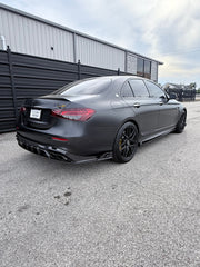 Mercedes Benz E-Class E350 E450 (with sport package bumper) W213 Facelift 2020 2021 2022 2023 2024 & E53 E63/S W213 Facelift 2020 2021 2022 2023 2024 with Aftermarket Parts - AE Rear Diffuser Carbon Fiber from ArmorExtend