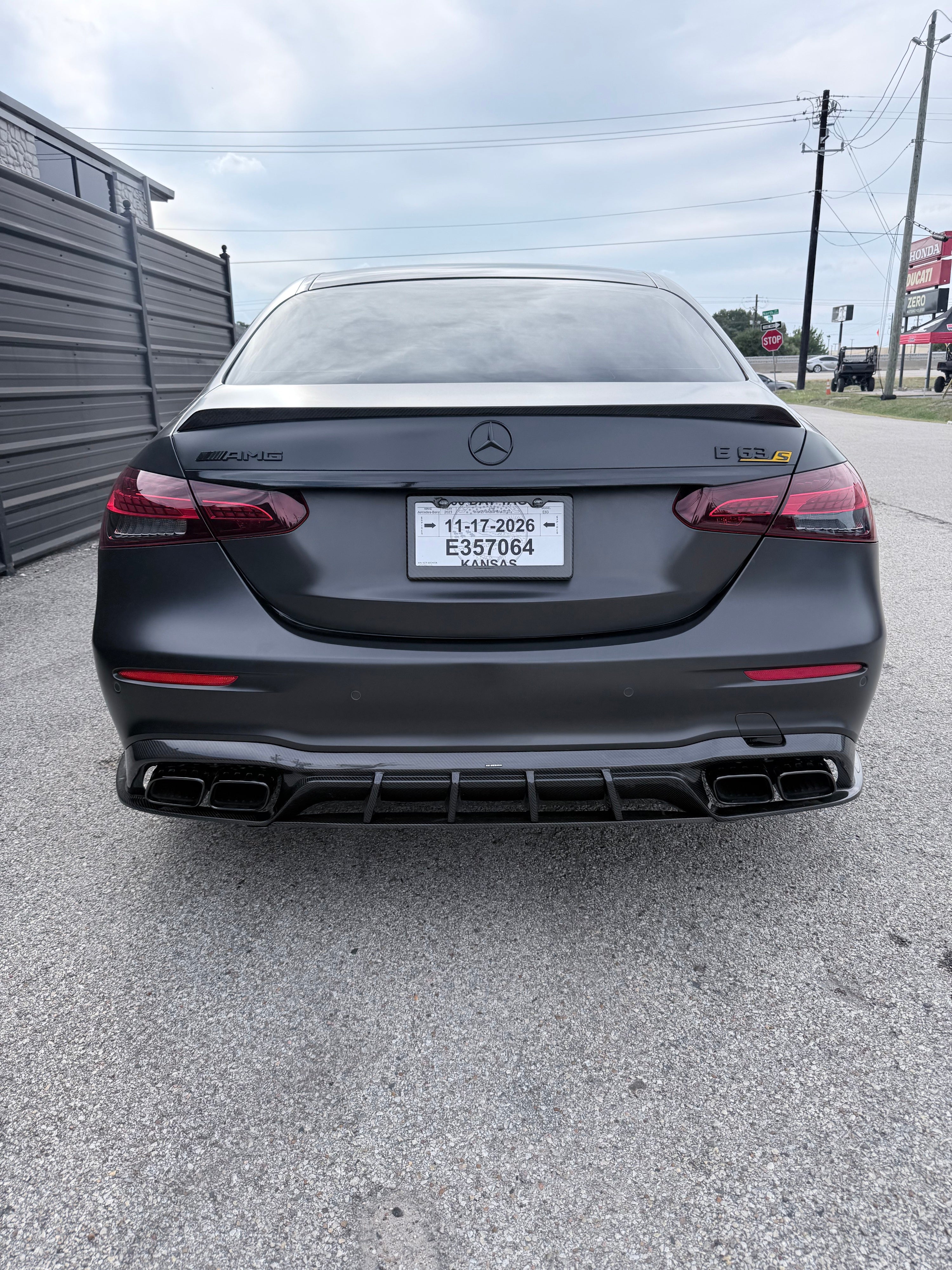 Mercedes Benz E-Class E350 E450 (with sport package bumper) W213 Facelift 2020 2021 2022 2023 2024 & E53 E63/S W213 Facelift 2020 2021 2022 2023 2024 with Aftermarket Parts - AE Rear Diffuser Carbon Fiber from ArmorExtend